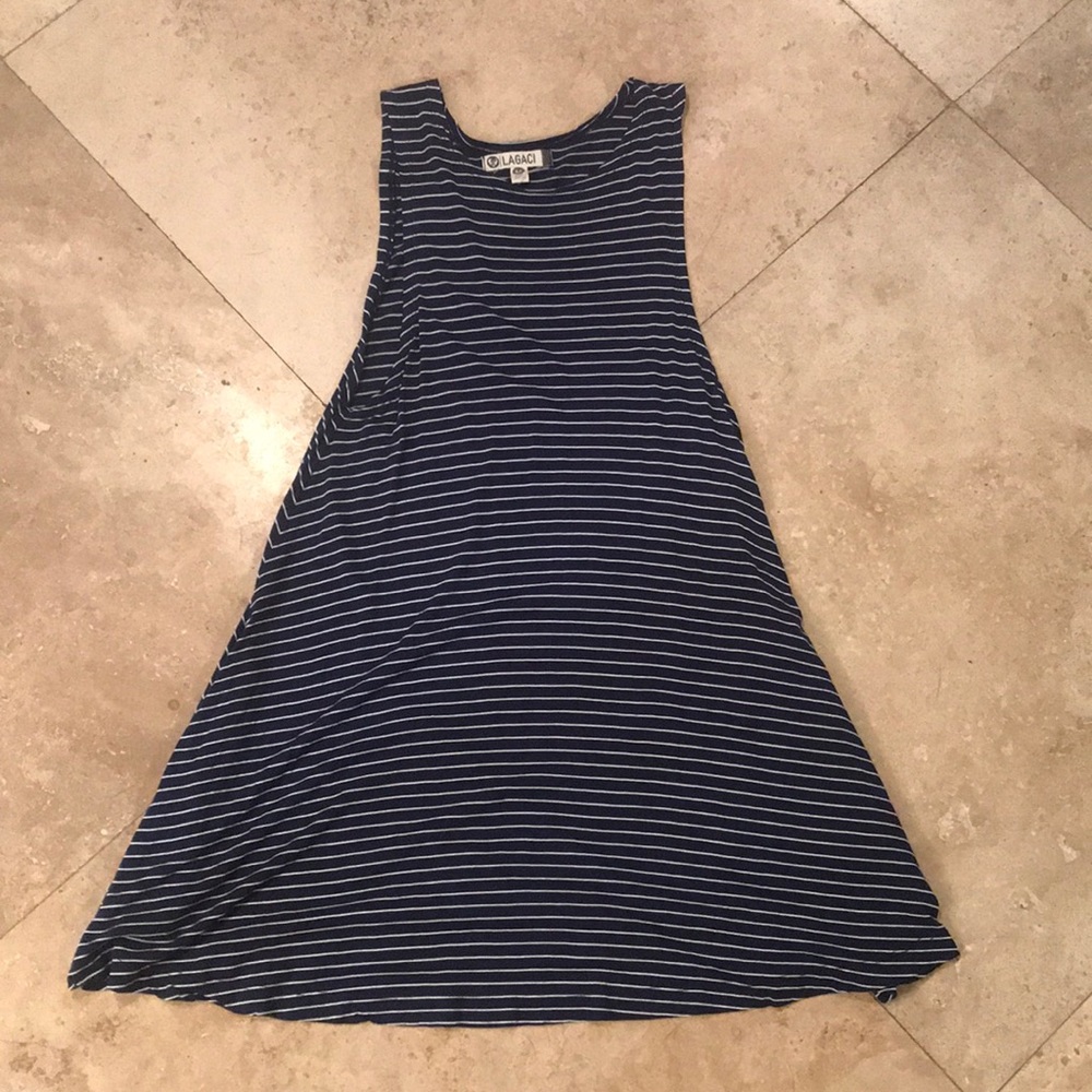 Blue and white stripped shift dress
